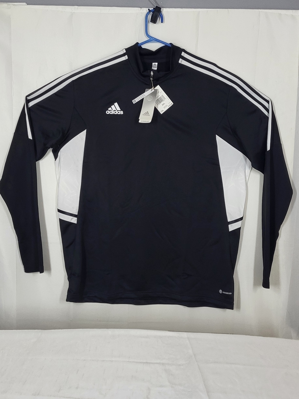 adidas Black and White Long-Sleeve Training Pullover